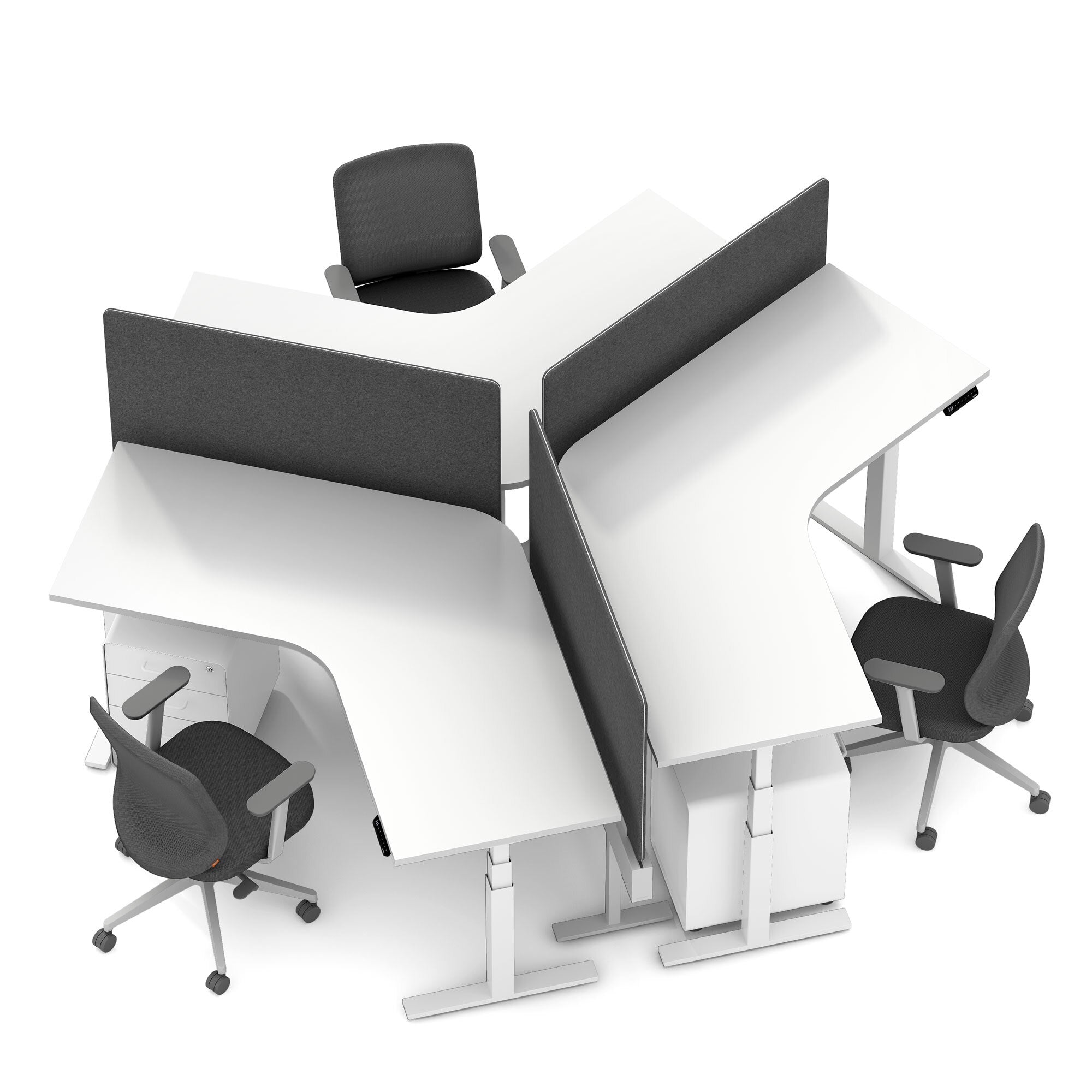 Adjustable Height 120 Degree L-Shaped Desk with Power Rail - Ergonomic Home Office Workstation for 3+ Monitors, Perfect for Gaming, Study & Remote Work