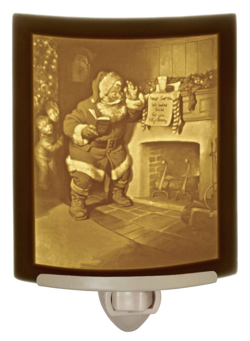 Santa's Surprise - Curved Porcelain Lithophane Night Light | Holiday-Themed Plug-in Wall Decor for Nursery, Bedroom, Kitchen, Bathroom & Hallway | Perfect for Christmas Decor, Baby Room Ambiance & Cozy Home Lighting