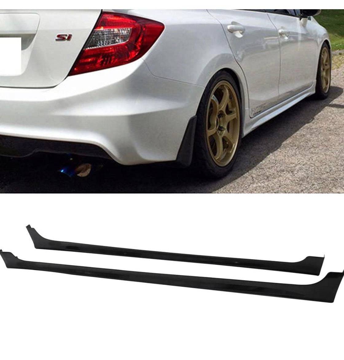 2012-2015 Honda Civic 4-Door Mugen RR Style Side Skirts - Unpainted Black ABS Plastic Body Kit for Car Customization & Street Racing Enhancement
