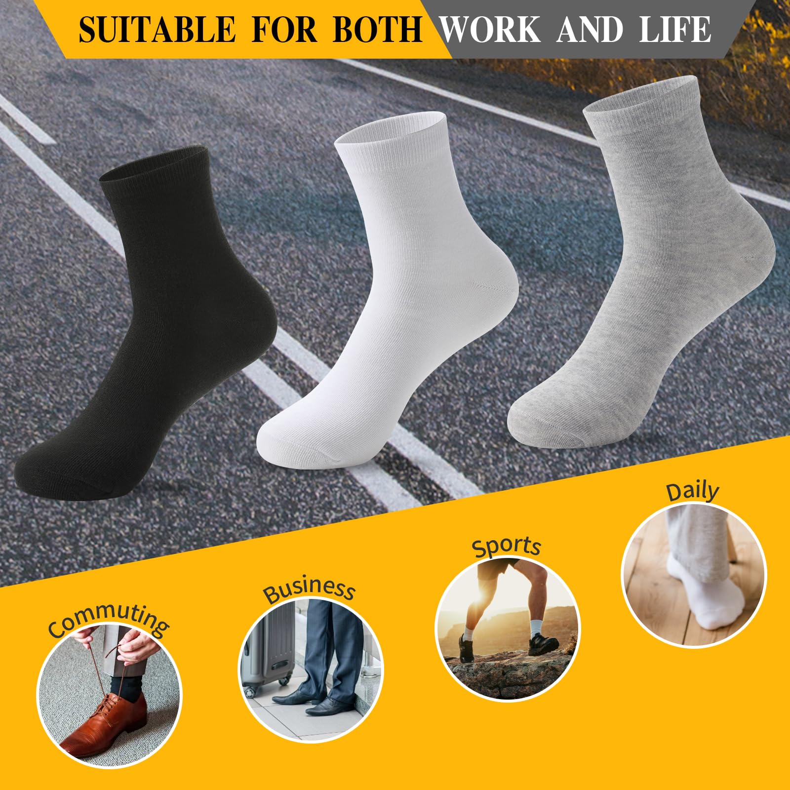 300 Pairs Mens Athletic Socks - Moisture Wicking Bulk Pack for Sports & Casual Wear