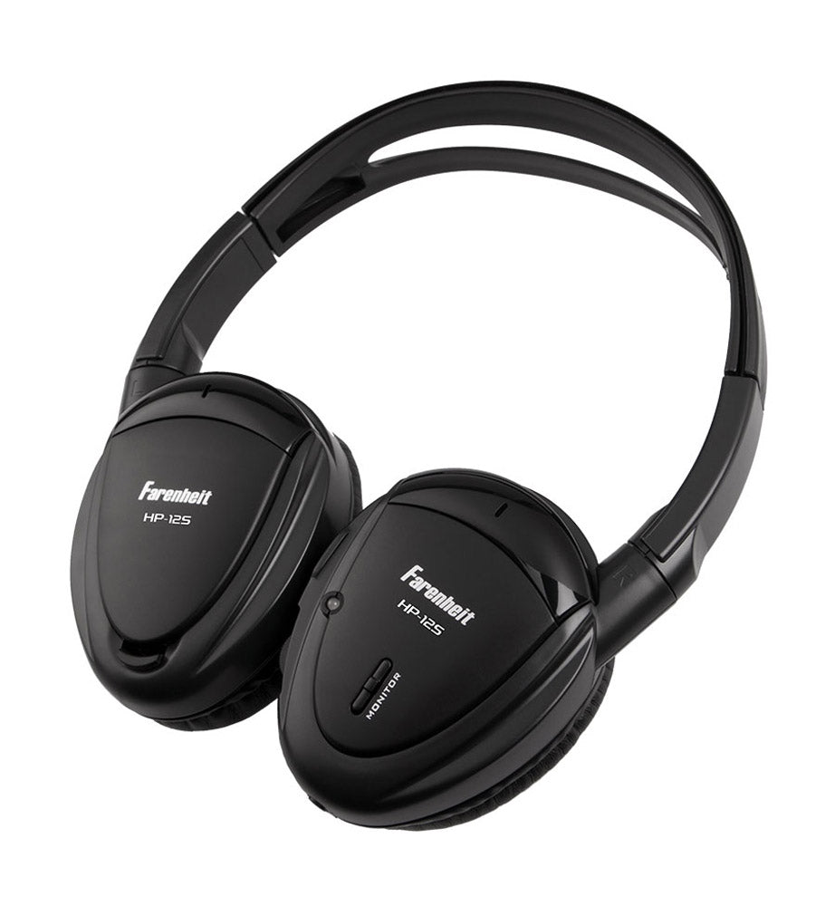 Power Acoustik HP 12S Dual Channel IR Foldable Wireless Headphones - Noise Cancelling Over-Ear Headset for Travel, Gaming & Music Listening