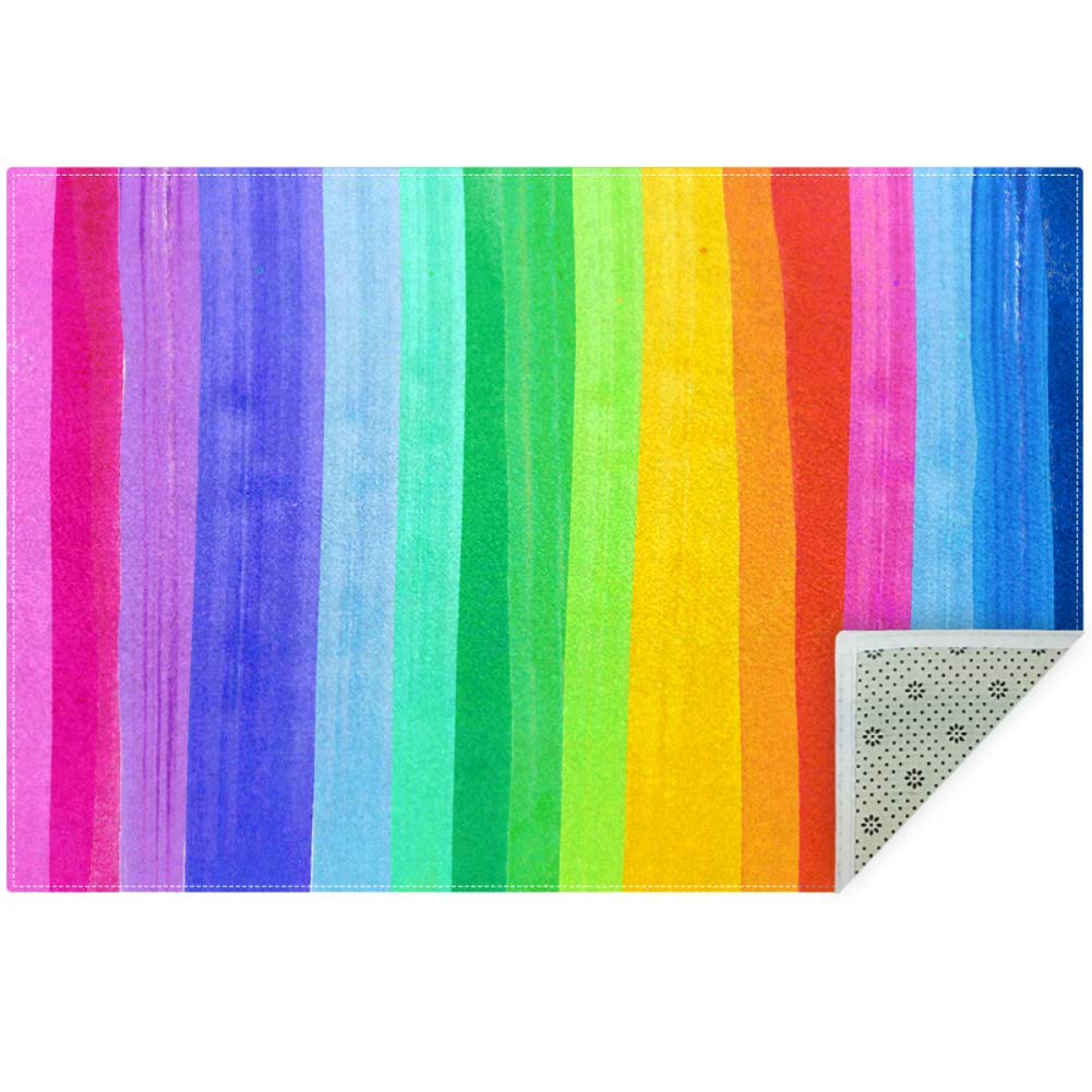 Watercolor Streak Area Rugs - Soft Non-Slip Large Carpet for Living Room, Bedroom, Playroom (5' x 3.25') - Perfect for Home Decor, Kids Play Area & Cozy Floor Comfort