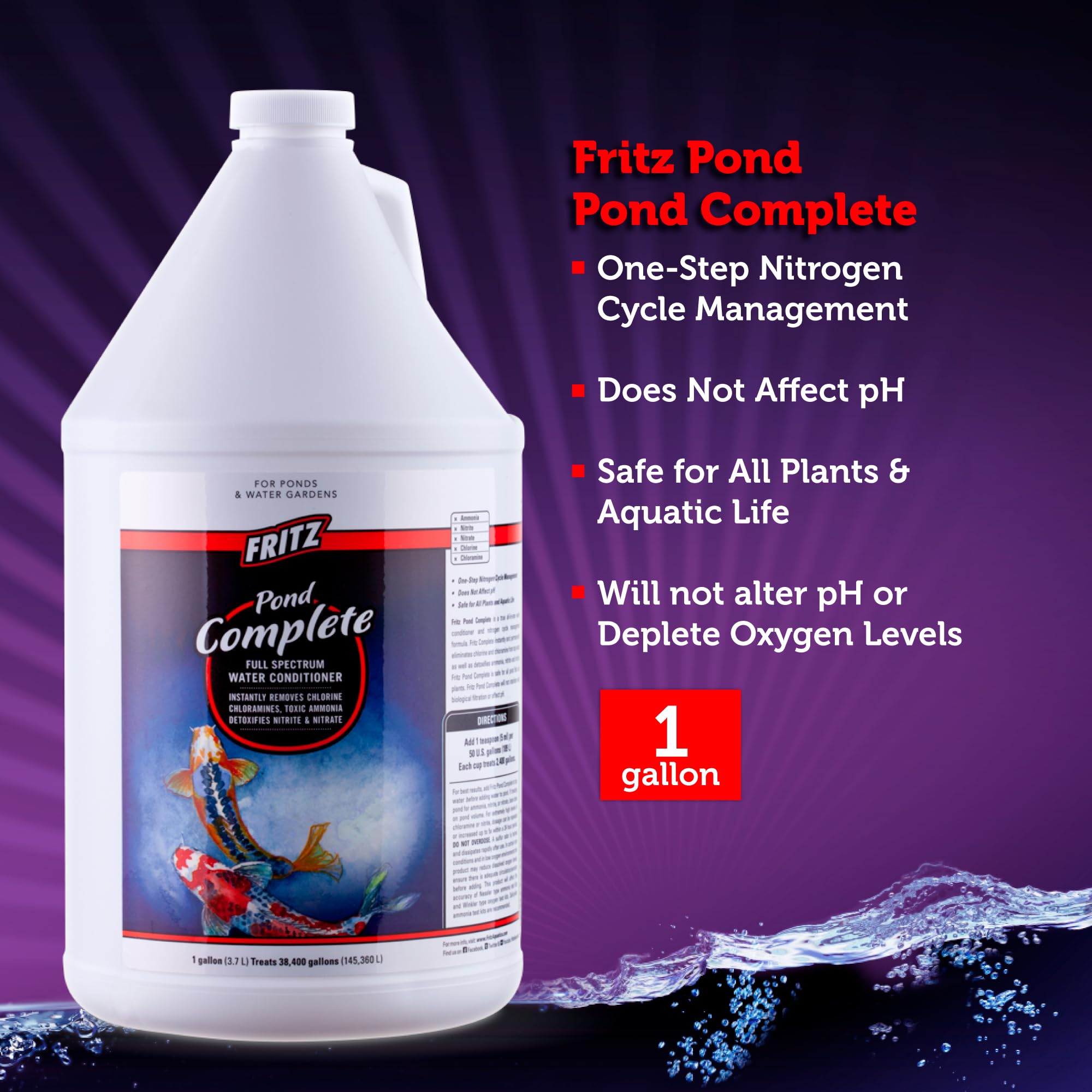 Fritz Aquatics Complete Pond Water Conditioner - 1 Gallon for Healthy Fish & Plants | Perfect for Koi Ponds, Water Gardens & Outdoor Aquariums