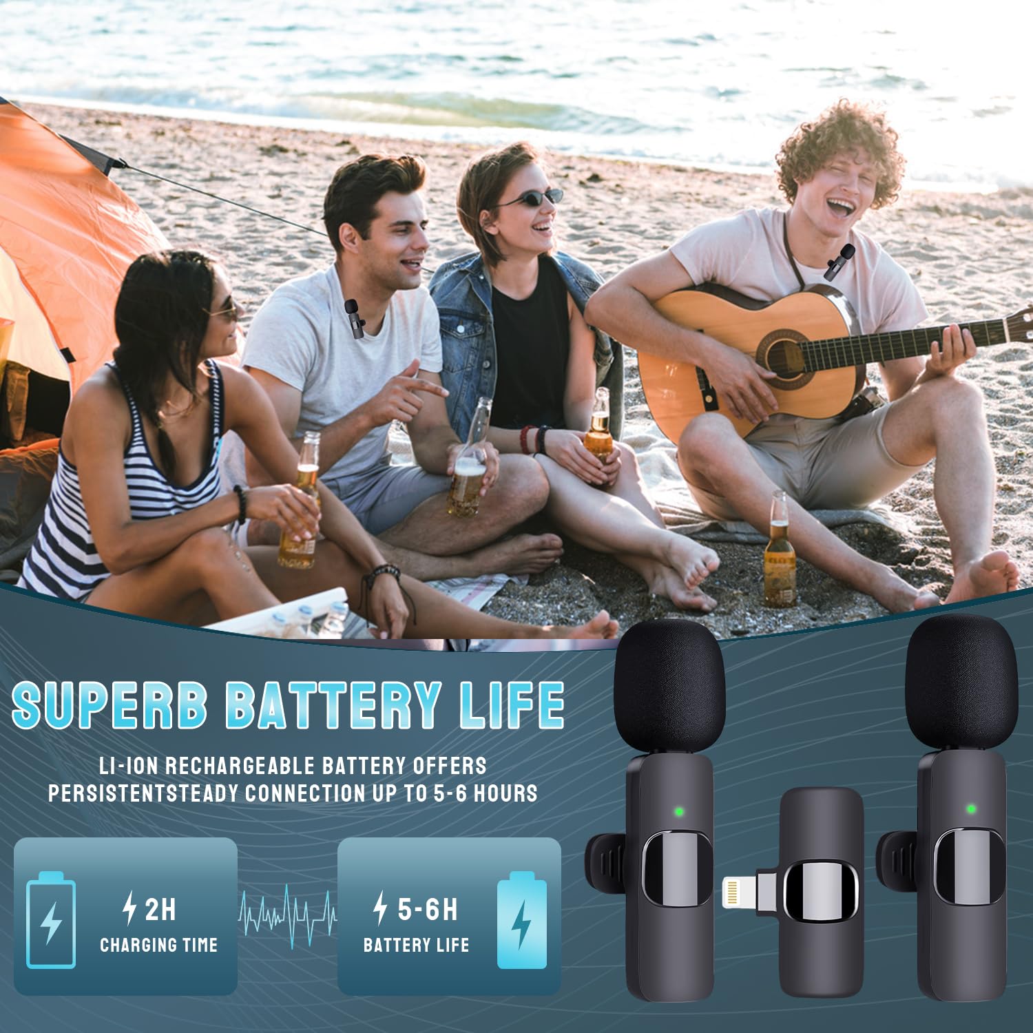 Professional Dual Lavalier Wireless Microphone for iPhone & iPad - Plug & Play for Recording, Live Streaming, YouTube, Facebook, TikTok, Vlogging - Perfect for Interviews, Podcasts & Online Classes