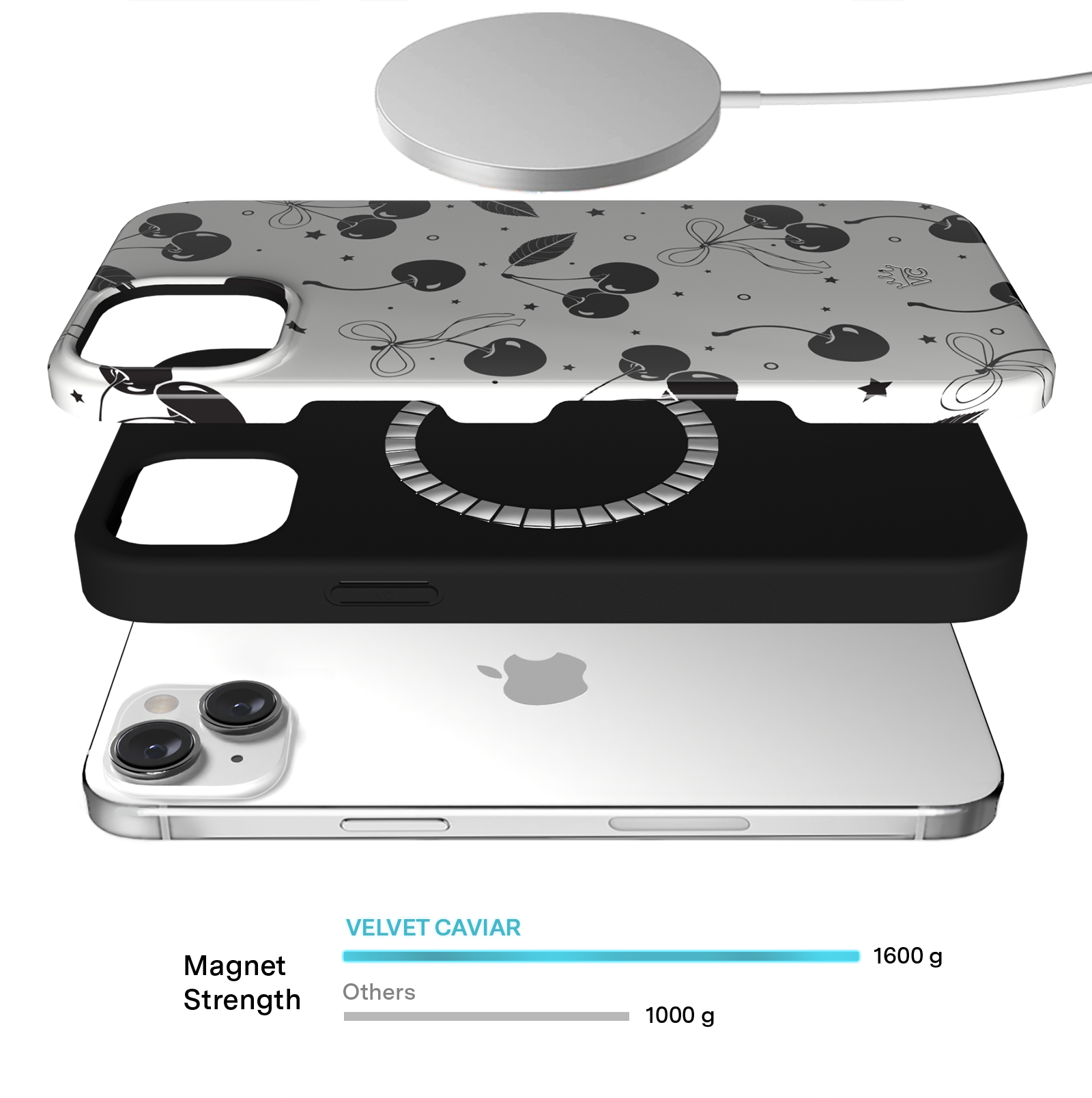 Cherry Noir iPhone Case - Stylish & Protective Phone Cover for iPhone Models - Perfect for Everyday Use, Travel, and Gifting
