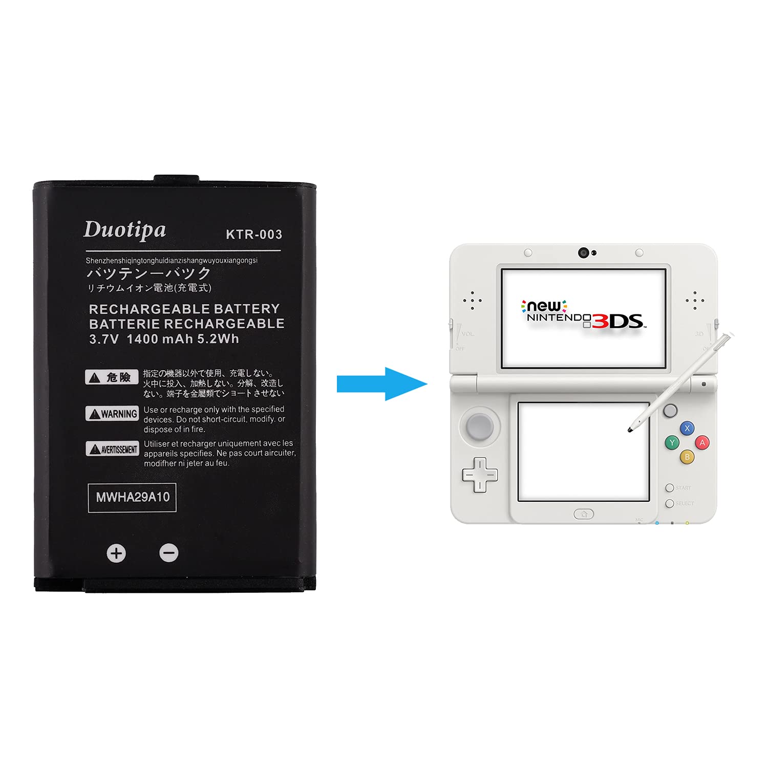 Duotipa KTR-003 Replacement Battery for Nintendo 3DS & New 3DS XL - Long Lasting Power for Gaming On The Go, Travel & Home Entertainment