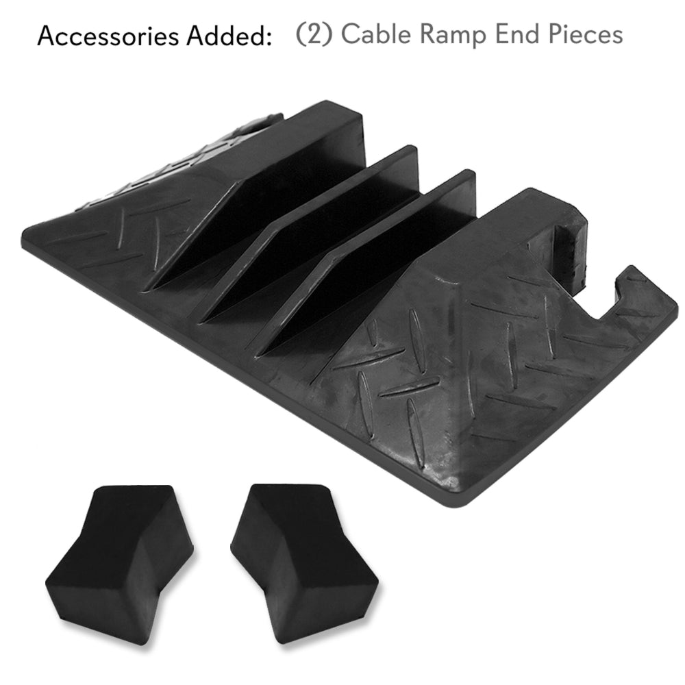 3 Channel Cable Ramp End Cap - Heavy Duty Cable Protector for Wires & Cords - Perfect for Offices, Events & Home Safety