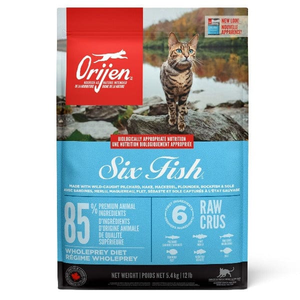 Orijen Six Fish Dry Cat Food - Premium Grain-Free Recipe for Adult Cats - High Protein, Omega Fatty Acids for Healthy Skin & Coat - Ideal for Indoor & Outdoor Cats