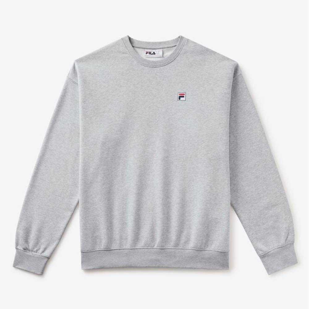 Fila Unisex Classic Relaxed Sweatshirt - Soft Cotton Pullover Hoodie for Men & Women (Grey) | Casual Streetwear, Gym, Lounge & Everyday Comfort Wear