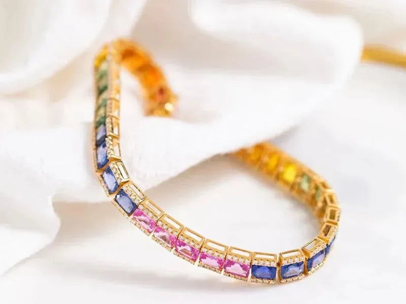 18K Yellow Gold Diamond & Aquamarine Bracelet for Women - Luxury Elegant Jewelry for Parties, Weddings & Special Occasions