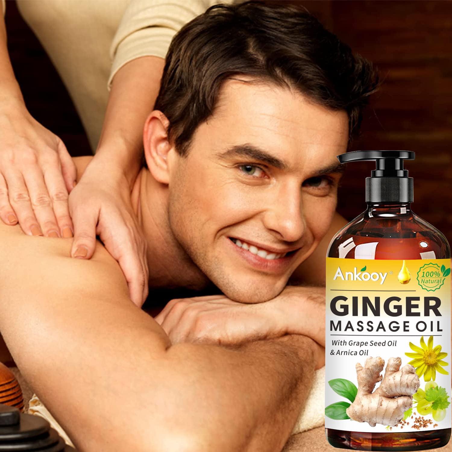 3 Pack 100% Natural Ginger Oil for Lymphatic Drainage Massage - Belly & Body Massage Oil with Arnica Extract & Vitamin E | Relaxing Aromatherapy, Post-Workout Recovery & Spa Treatment