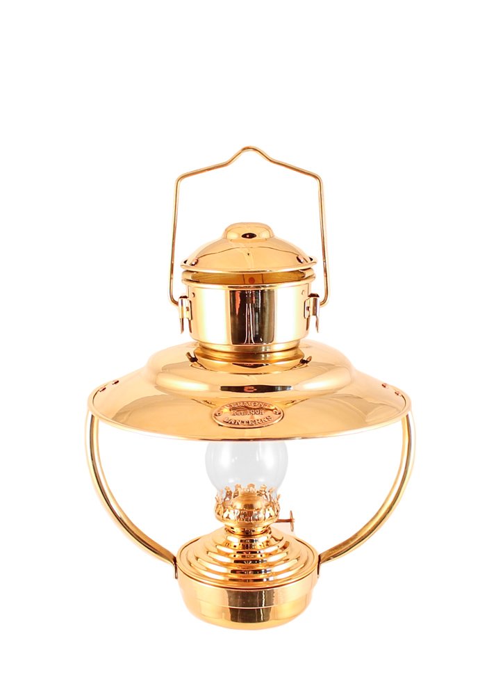 Vermont Brass Trawler Nautical Hanging Oil Lamp - 10 Inch Antique Style Decorative Lantern for Outdoor, Garden, Patio, and Marine Use