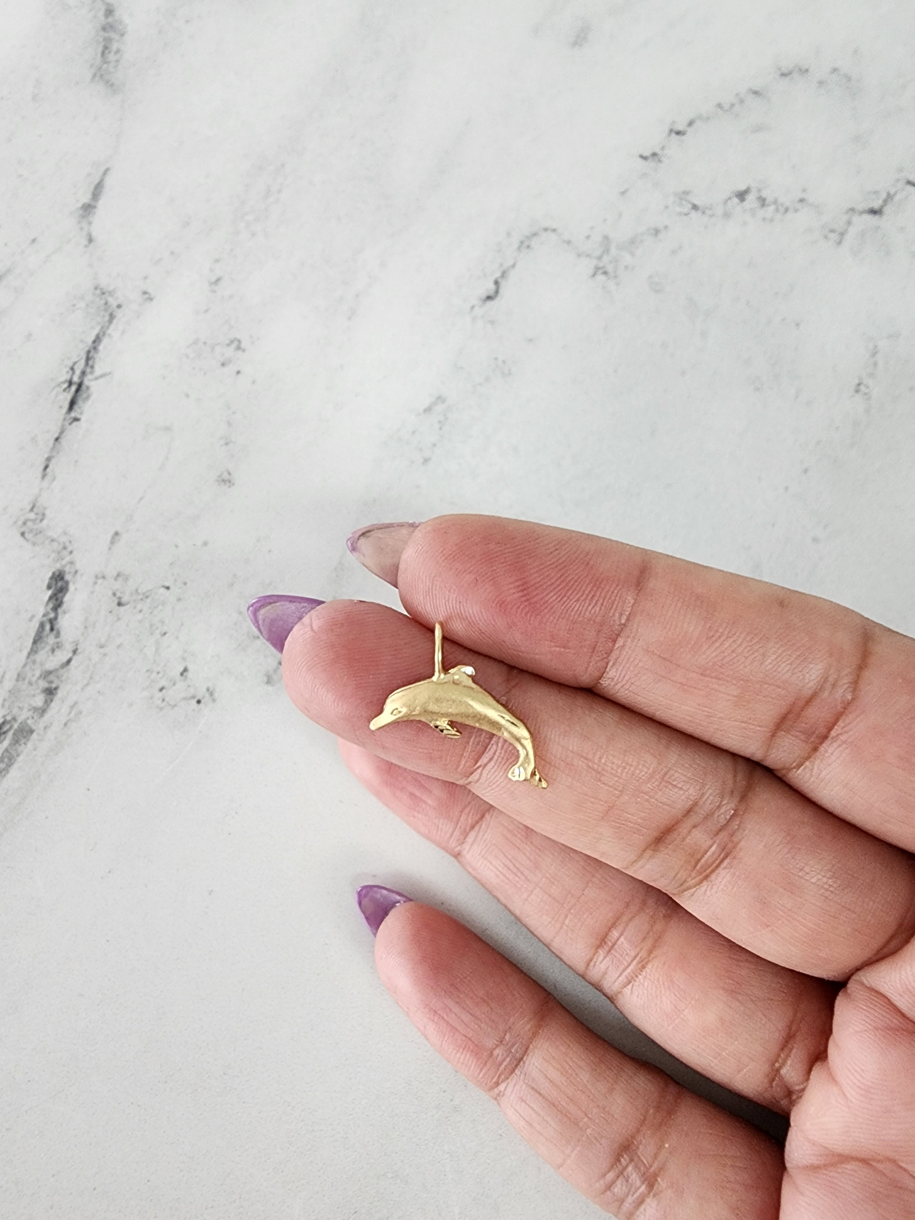Elegant Brushed Satin Dolphin Pendant with Diamond Cuts - Perfect for Necklaces, Bracelets & Gift Giving | Jewelry Charms for Women