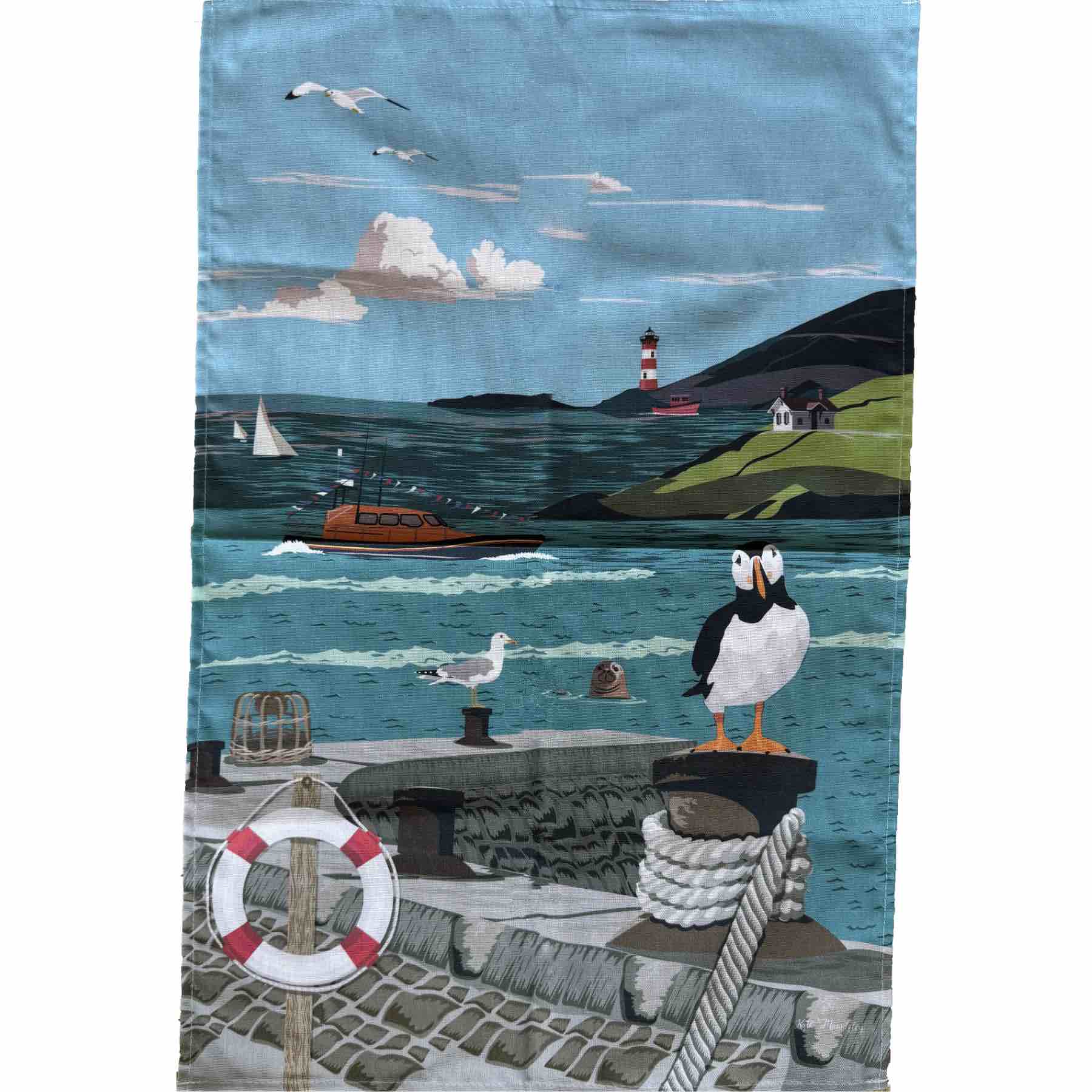 Premium Coastal Harbour Tea Towel Set - Soft Absorbent Kitchen Towels for Dishes & Cleaning - Perfect for Beach House, Cottage & Coastal-Themed Decor
