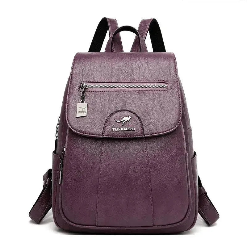 Vintage Soft Leather Women's Backpack - Stylish & Durable Purse for College, Travel & Everyday Use