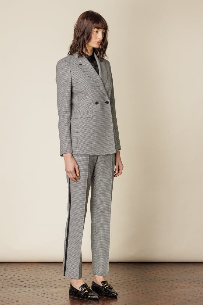 Alexis DB x Ruby Suit - Black and White Mini Houndstooth Women's Blazer | Stylish Office Wear & Party Outfit for Professional and Chic Looks