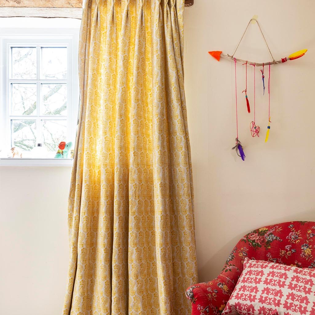 Lani Printed Fabric Linen Cotton Blend Turmeric Dye - Perfect for Boho Home Decor, DIY Crafts & Fashion Accessories