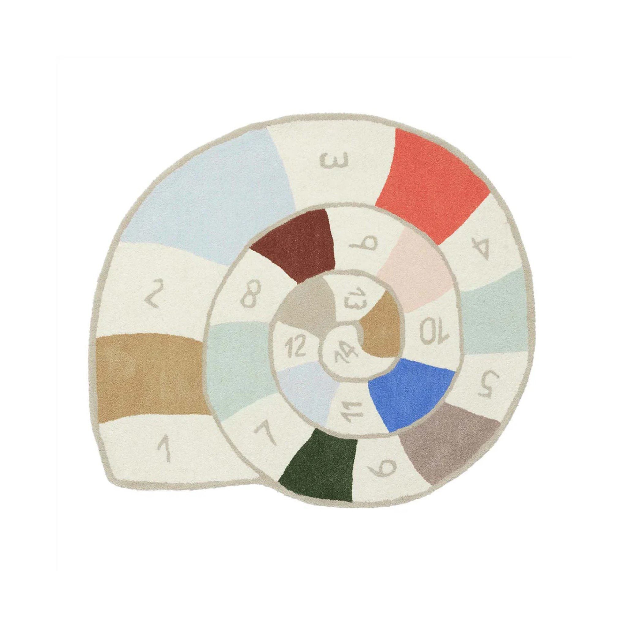 OYOY Nautilus Hopscotch Rug - Colorful Kids Play Mat, 112cm Round Non-Slip Floor Carpet for Nursery, Playroom & Bedroom Decor
