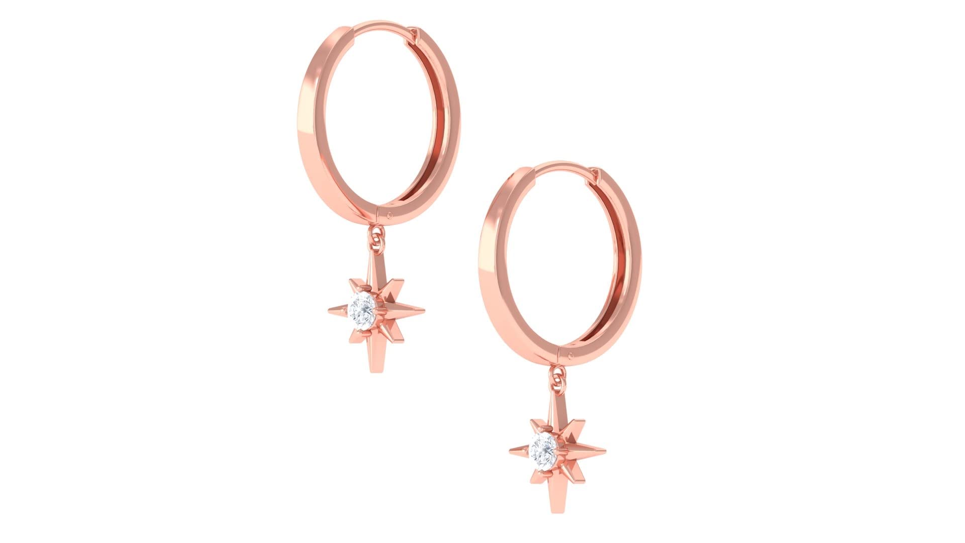 0.25 CT Diamond Hoop Drop Earrings for Women - 14K Solid Gold Starburst Earrings with April Birthstone | Elegant Gift for Her, Perfect for Weddings, Anniversaries & Special Occasions