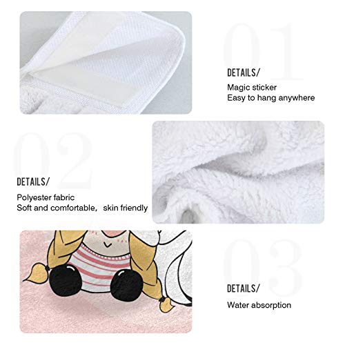 Valentine's Day Gnome Kitchen Hand Towels - 2PCS Pink Hanging Dishcloths with Loop, Soft Super Absorbent Fingertip Towels for Bathroom, Washroom, Guestroom & Hotel (12x17 inches) - Perfect for Valentine's Decor, Wedding Gifts & Kitchen Accessories
