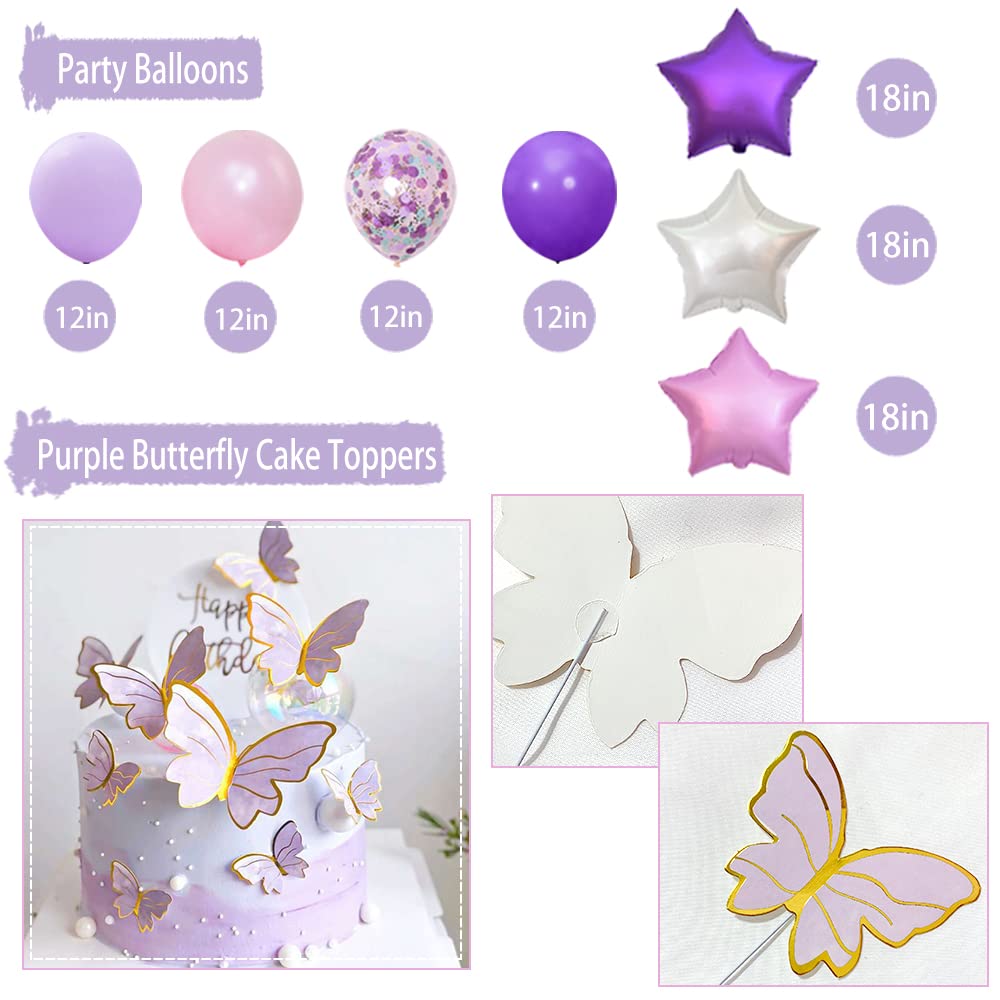 Pink and Purple Birthday Party Decorations Kit - Happy Birthday Banner, Confetti Balloons, Cake Toppers & Paper Streamers for Women & Girls | Perfect for Birthday Celebrations, Baby Showers & Special Events