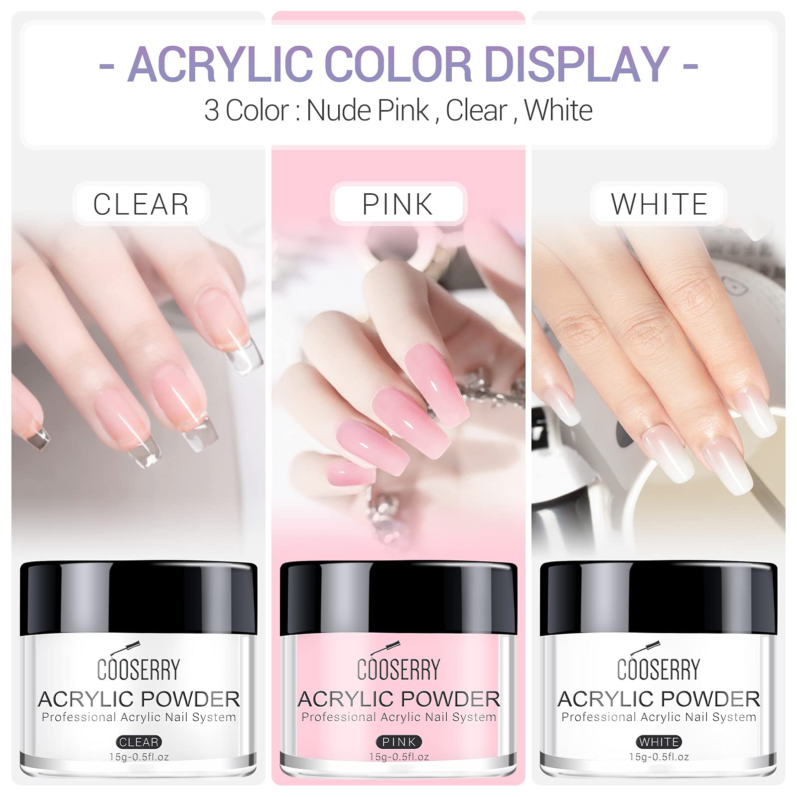 Cooserry Professional Acrylic Nail Kit with Electric Drill - Complete Set with Acrylic Powder, Monomer Liquid & Nail Drill Bits for Salon-Quality Nail Extensions | Perfect for Home Manicures, DIY Nail Art & Professional Nail Designs