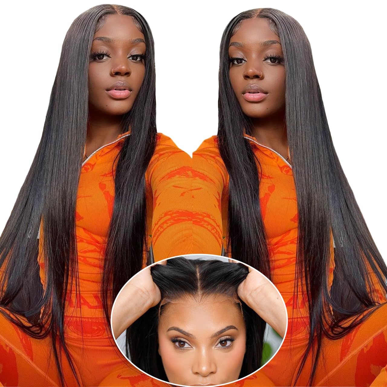 30 Inch Glueless Human Hair Wigs with Pre Plucked HD Lace Front & Bleached Knots - Straight Lace Closure Wig for Natural Look | Perfect for Daily Wear, Cosplay, and Special Occasions