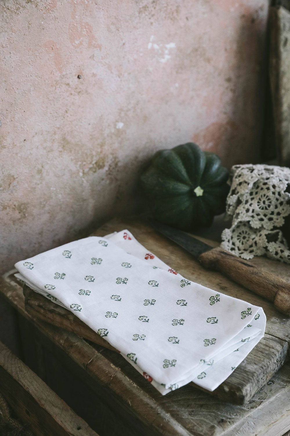 Handmade Block Printed Linen Napkin Set - Eco-Friendly Green Cotton Table Linens for Dinner Party, Wedding & Home Decor