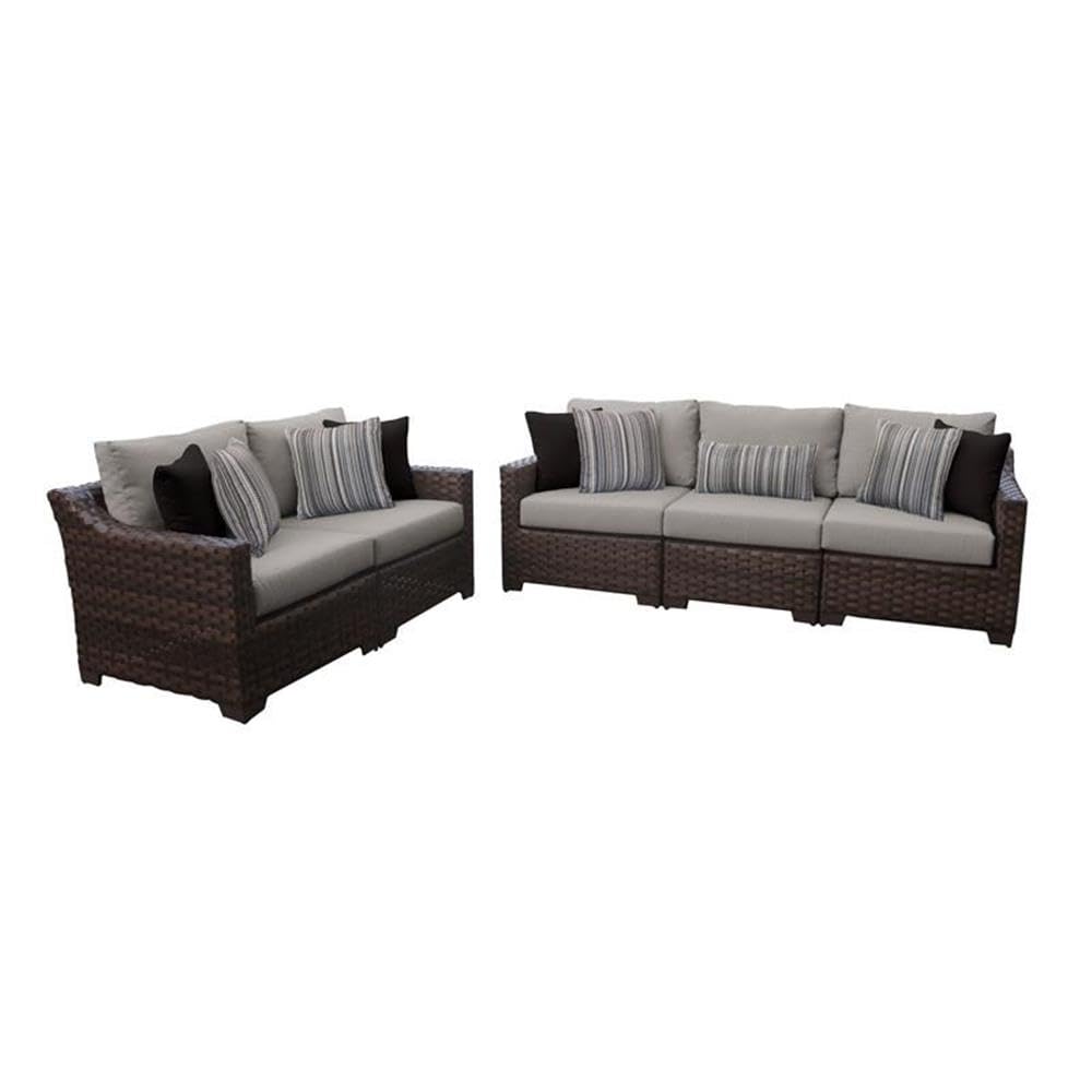 TK Classics Kathy Ireland River Brook 5-Piece Outdoor Wicker Patio Furniture Set in Ash - Perfect for Backyard, Garden, Poolside & Patio Relaxation