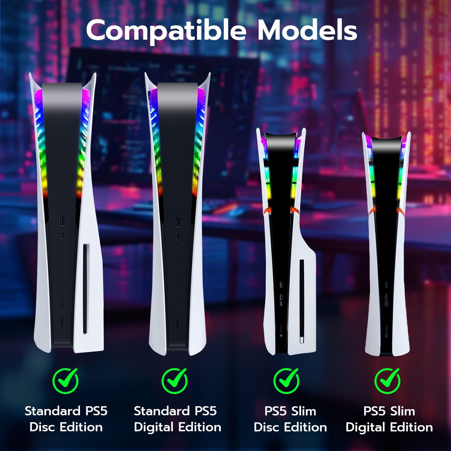McBazel PS5 RGB LED Strip Light Kit - Remote Controlled Gaming Light for PS5, PS5 Slim & PS5 Pro (Digital/Disc Edition) - Enhance Your PlayStation 5 Setup with Customizable Ambient Lighting for Gaming Rooms & Entertainment Centers