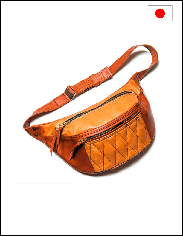 Y'2 Genuine Leather Horse Hide Waist Bag BG 09 - Brown Camel Crossbody Fanny Pack for Men & Women - Perfect for Travel, Hiking, and Outdoor Adventures