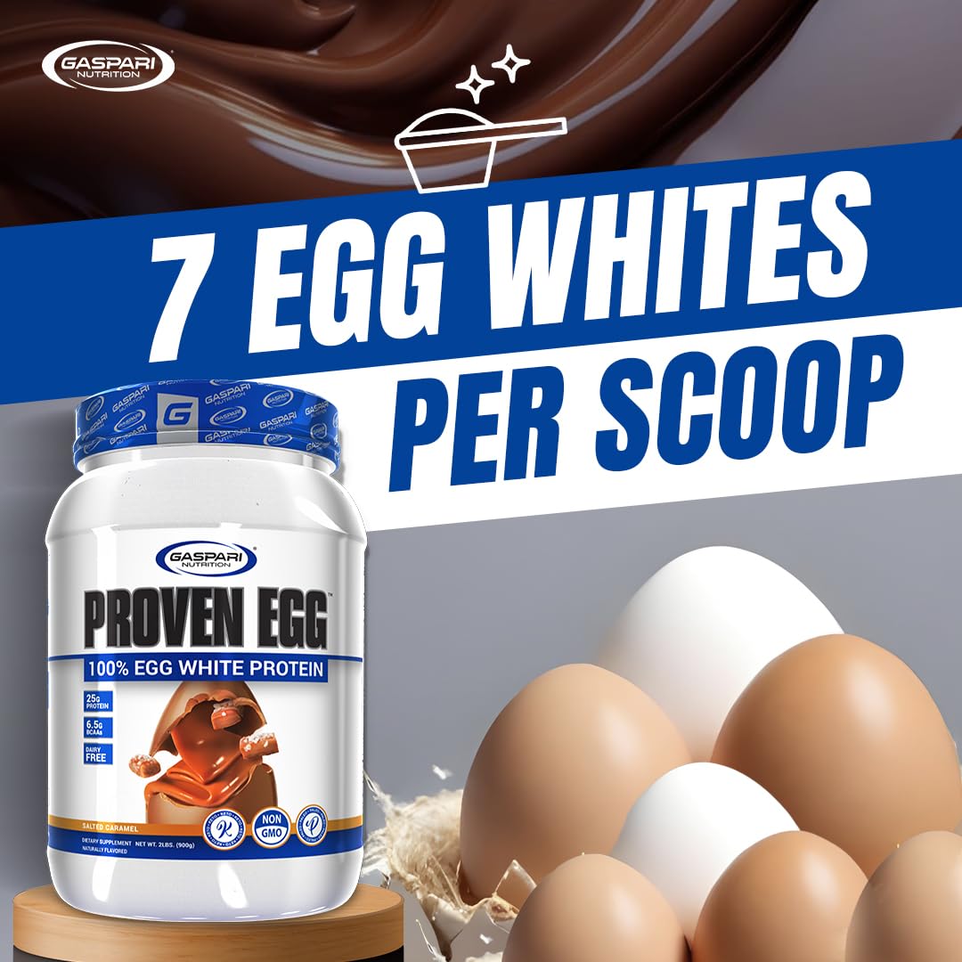 Gaspari Nutrition Proven Egg - 100% Egg White Protein Powder, 25g Protein per Serving, Keto Friendly, Dairy Free, Lactose Free, Soy Free - 2 lbs Peanut Butter Cup Flavor for Post-Workout Recovery & Baking