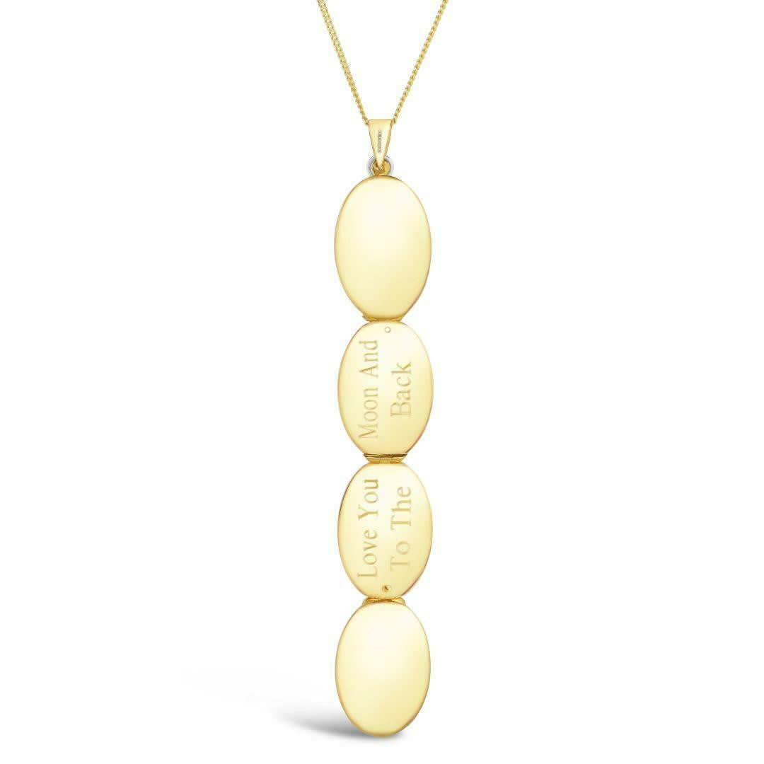 Vintage Gold Four Picture Oval Locket Necklace - Perfect for Engagements, Anniversaries & Keepsake Gifts