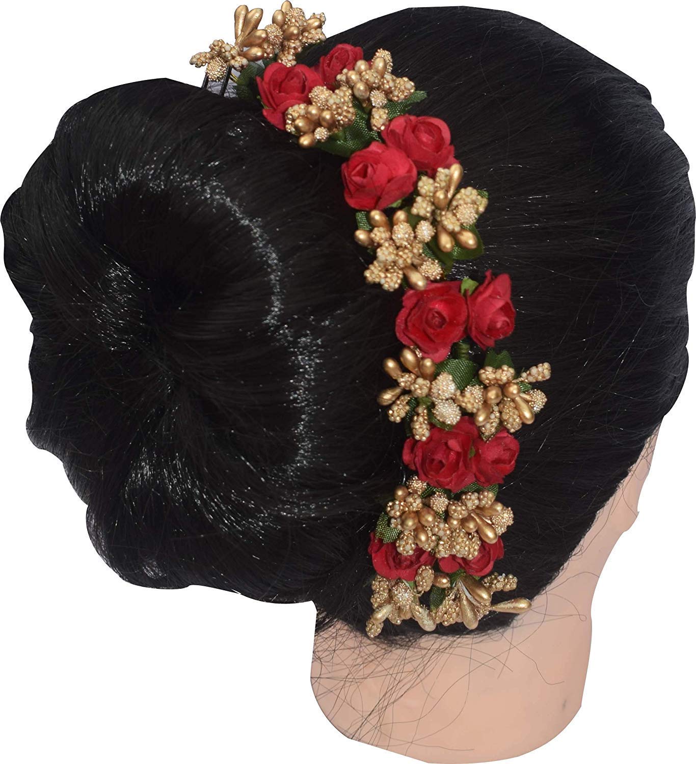 Mayoo Gazras Hair Accessories - Plastic Flower Gajra Hair Bun Clip for Women & Girls | Wedding, Party, Festival Hair Jewelry Gift