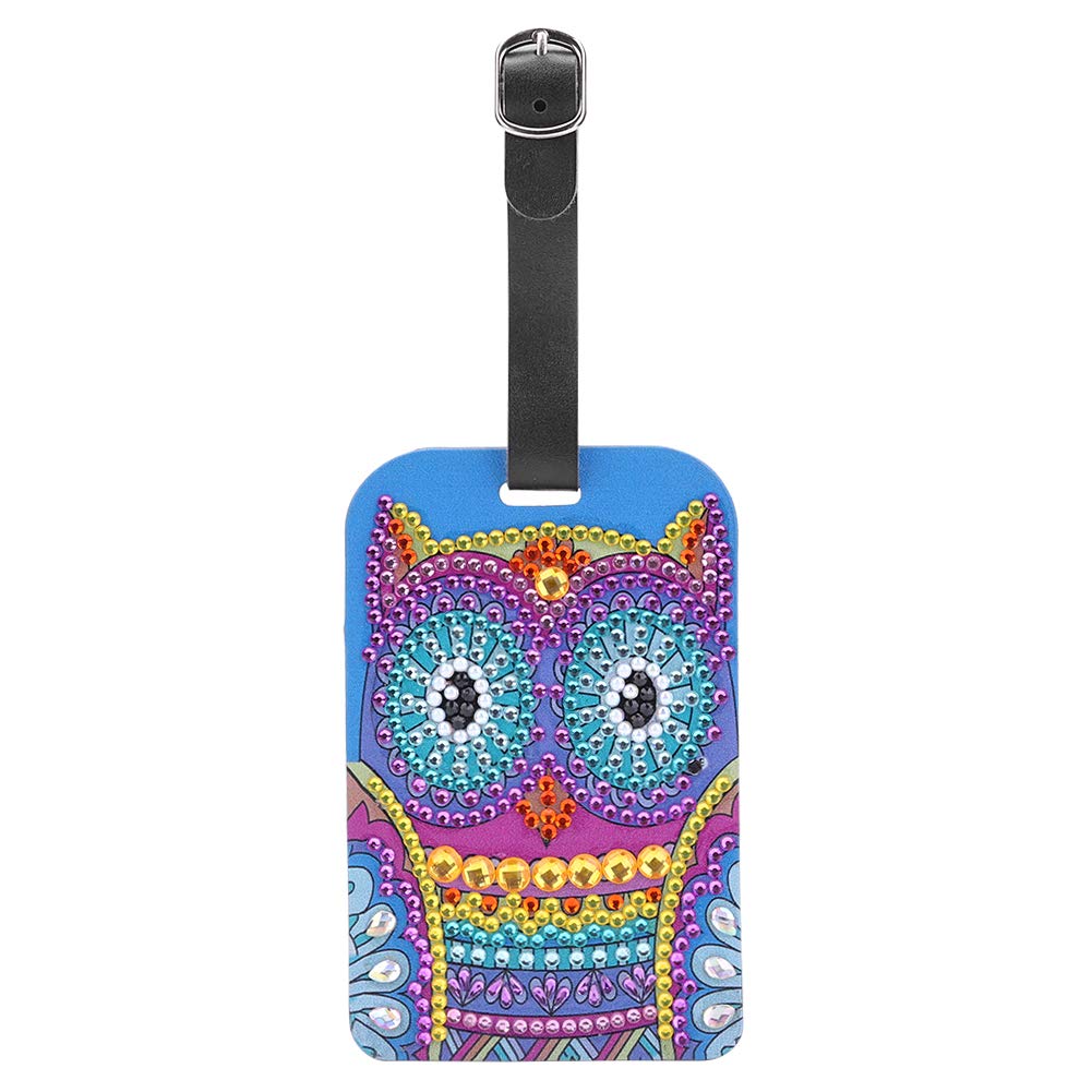 MILOCHIC DIY Leather Rhinestone Luggage Tags - Personalized Suitcase Identifier for Travel Bags, Privacy Protection Diamond Painting Luggage Label Markers (Great for Vacation, Business Trips & Cruise Travel)