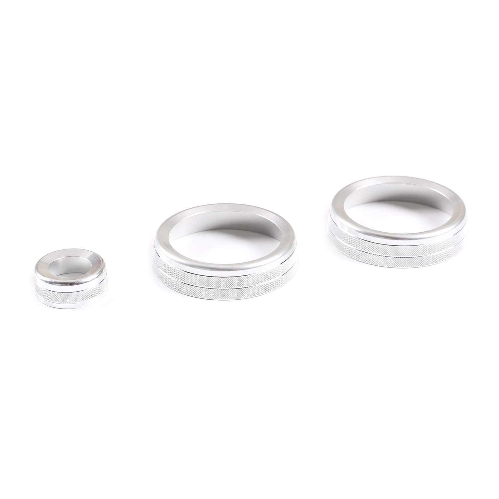 Premium Aluminum Alloy Car Interior AC & Volume Knob Covers - Compatible with 2020 Land Rover Defender 110 - Stylish Silver Trim Accessories | Perfect for Customization & Interior Protection
