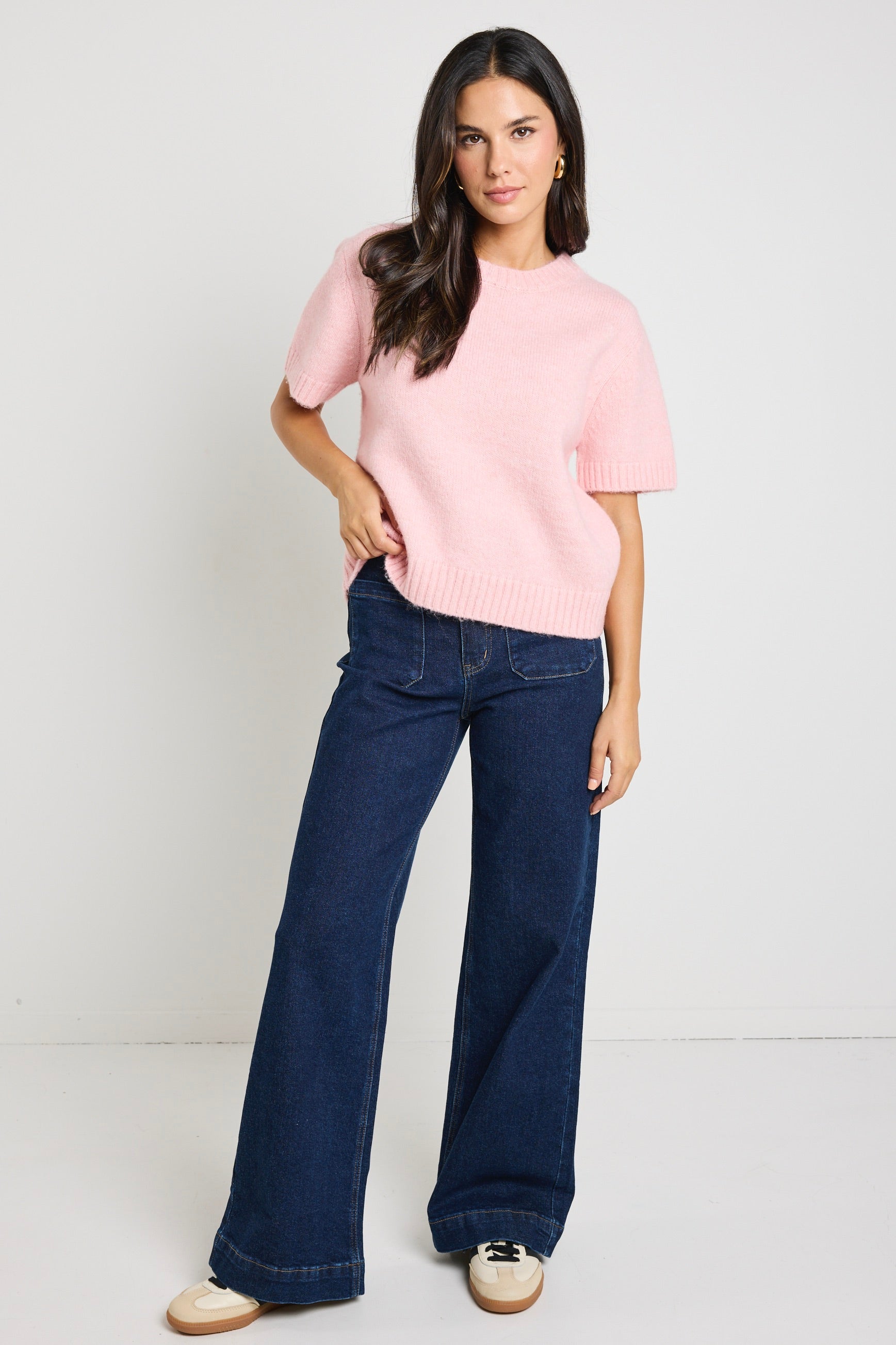 Goddess Blush Soft Knit Tee - Women's Comfortable Stretchy Casual T-Shirt for Everyday Wear, Date Night & Weekend Outfits