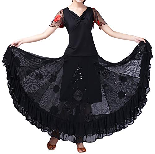 Elegant Ballroom Dance Skirt for Latin, Swing & Party - CISMARK Long Flowy Competition Skirt for Women - Perfect for Performances, Social Dances & Dance Classes