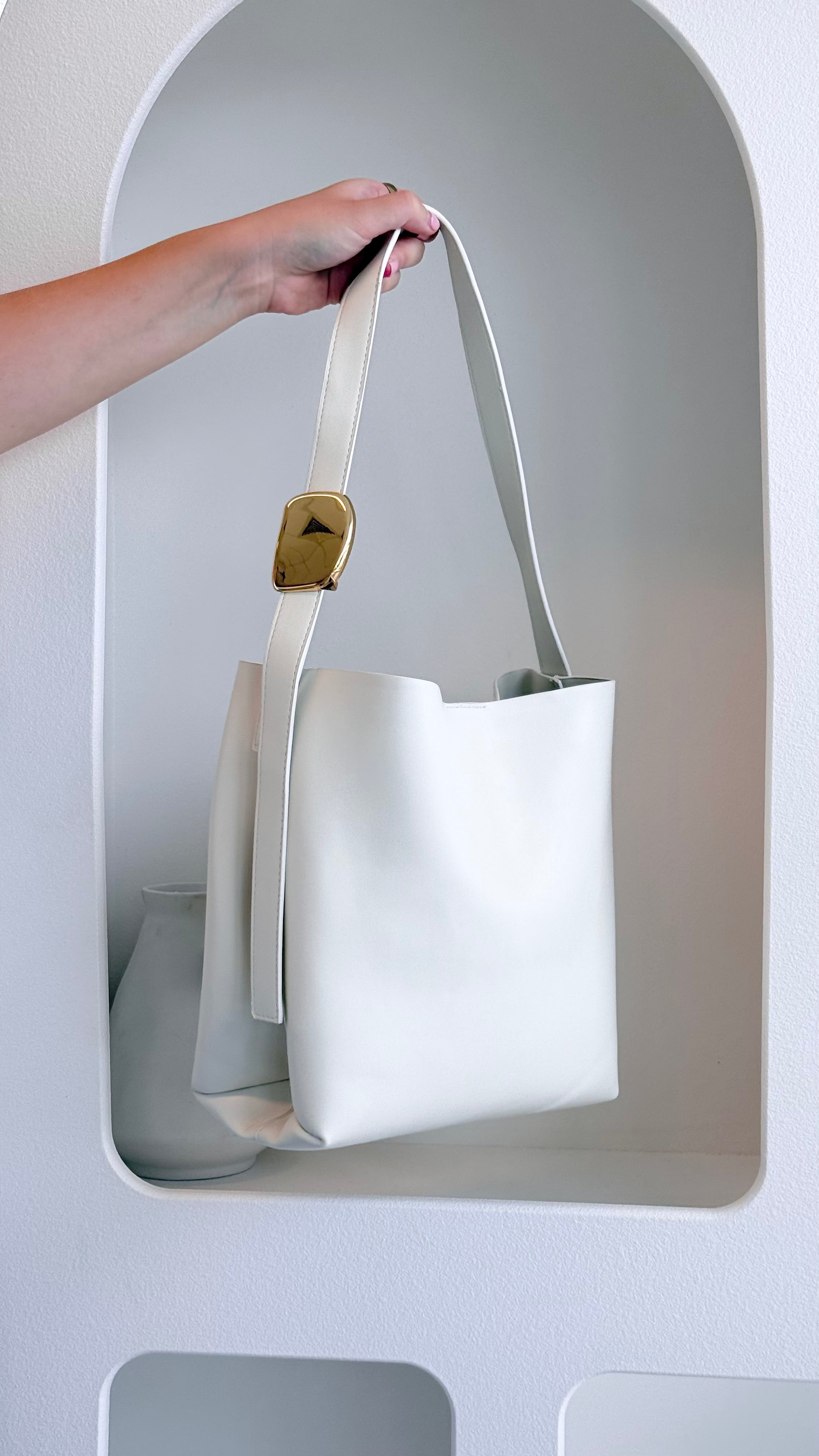 Francesca Women's White Leather Shoulder Bag - Stylish Crossbody Purse for Work, Travel & Everyday Use