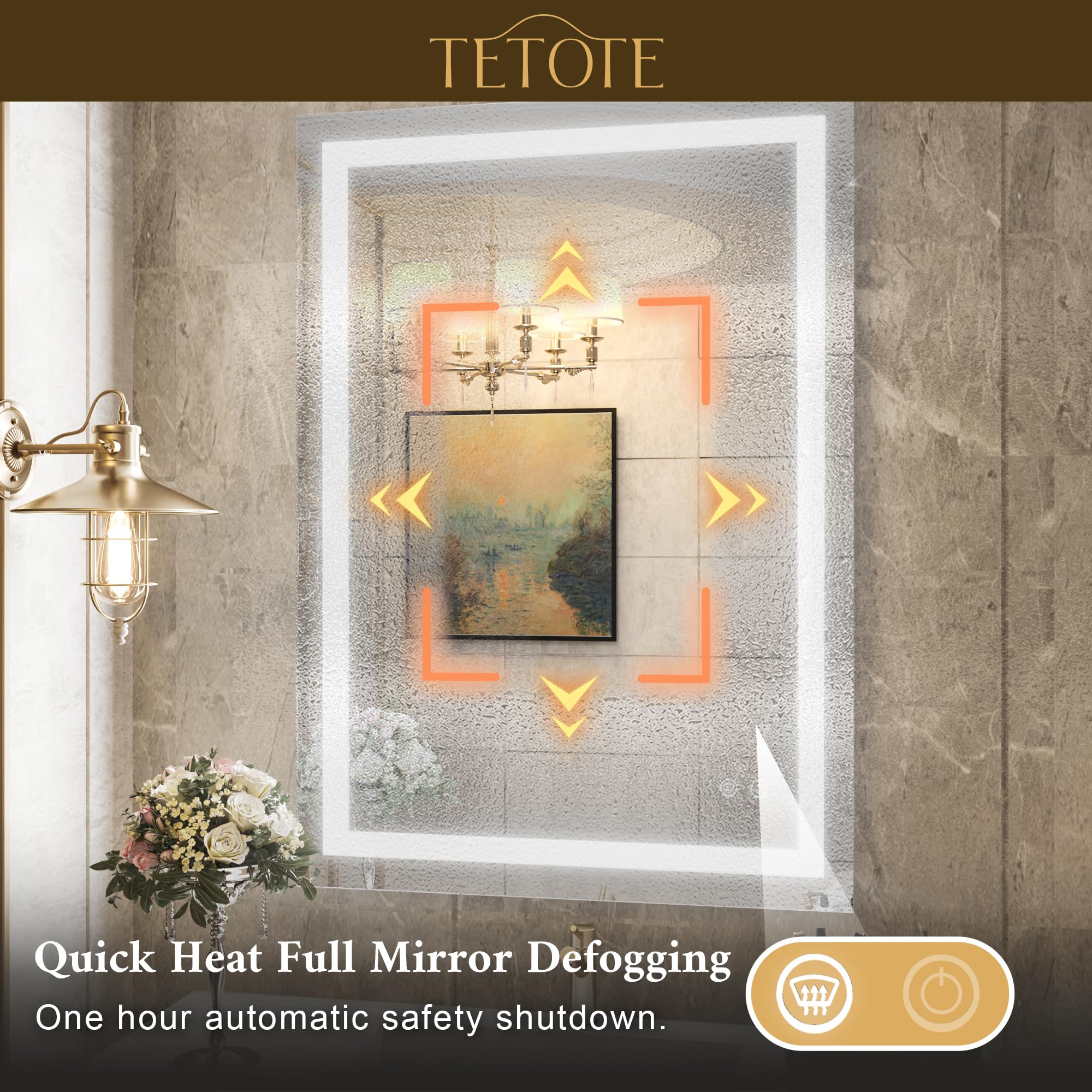 30 x 36 Inch LED Bathroom Mirror with Dimmable Lights - Anti-Fog Vanity Mirror for Makeup - Wall Mounted Modern Lighted Mirror with Tempered Glass - Perfect for Home Spa, Dressing Room & Luxury Bathroom Decor