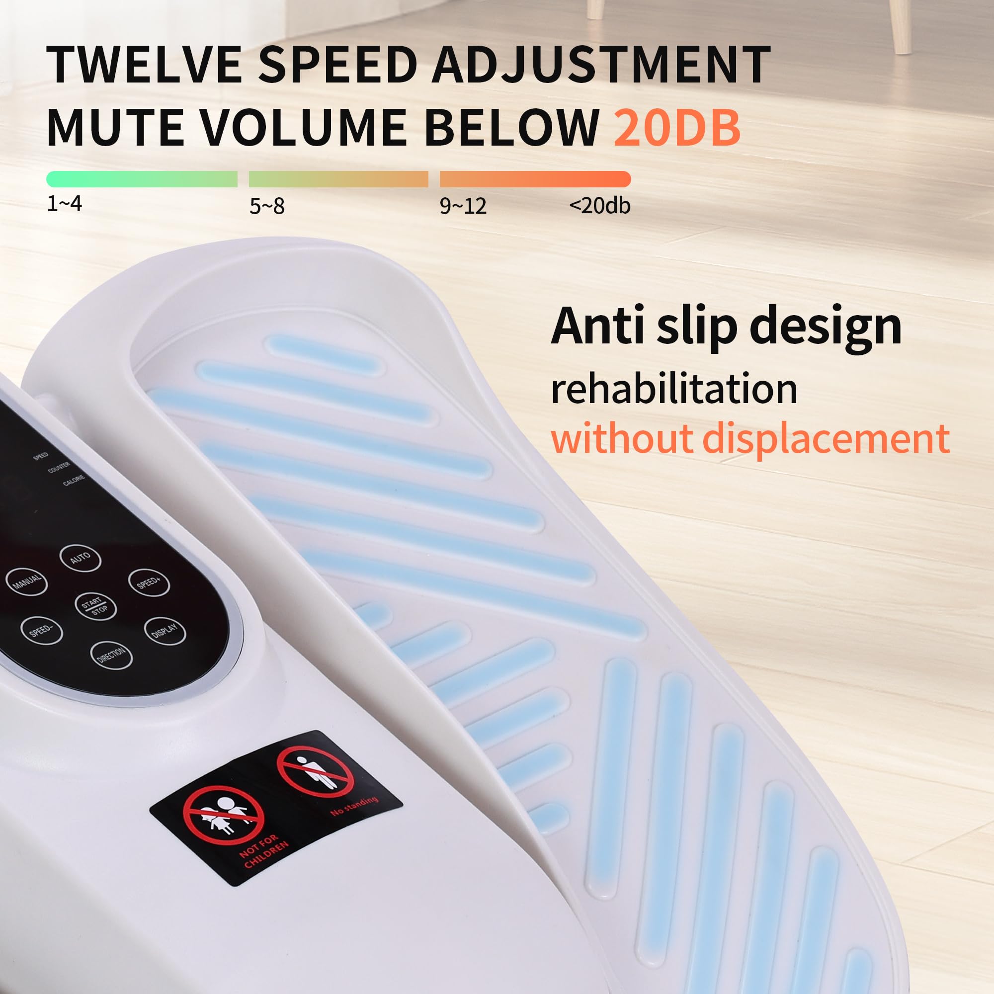 Under Desk Elliptical Machine - 12-Speed Electric Leg Exerciser with Remote & LCD Display | Portable Mini Elliptical Trainer for Home/Office | Ideal for Seniors Rehabilitation, Physical Therapy & Low-Impact Workouts