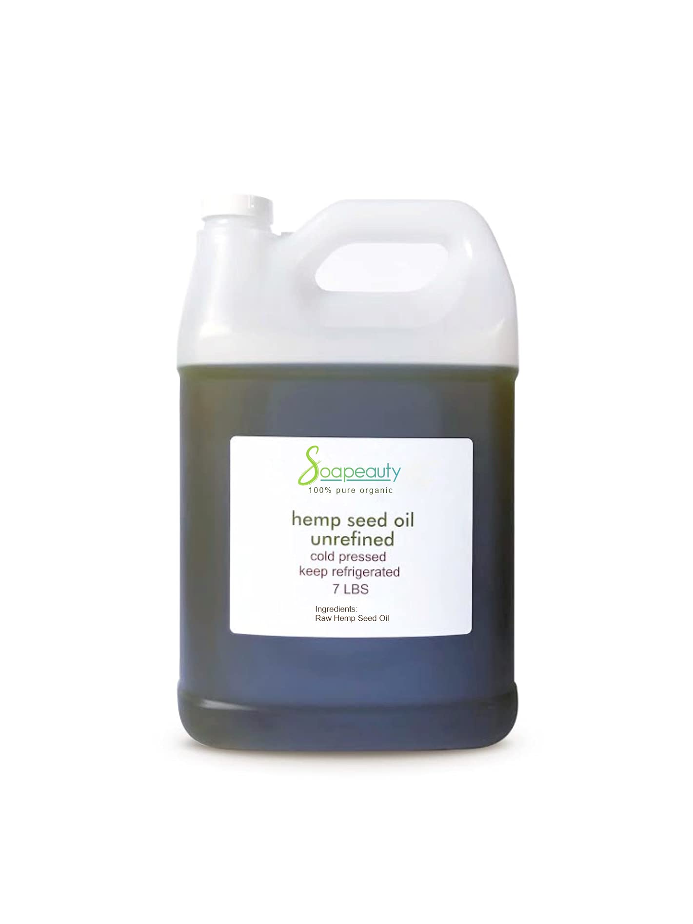 Organic Cold-Pressed Hemp Seed Oil for Skin, Hair & Massage | Unrefined Carrier Oil for Essential Oils & Soap Making | Rich in Omega 3 6 9 Fatty Acids | Bulk 7lb Hemp Oil for DIY Beauty, Aromatherapy & Skincare Routine