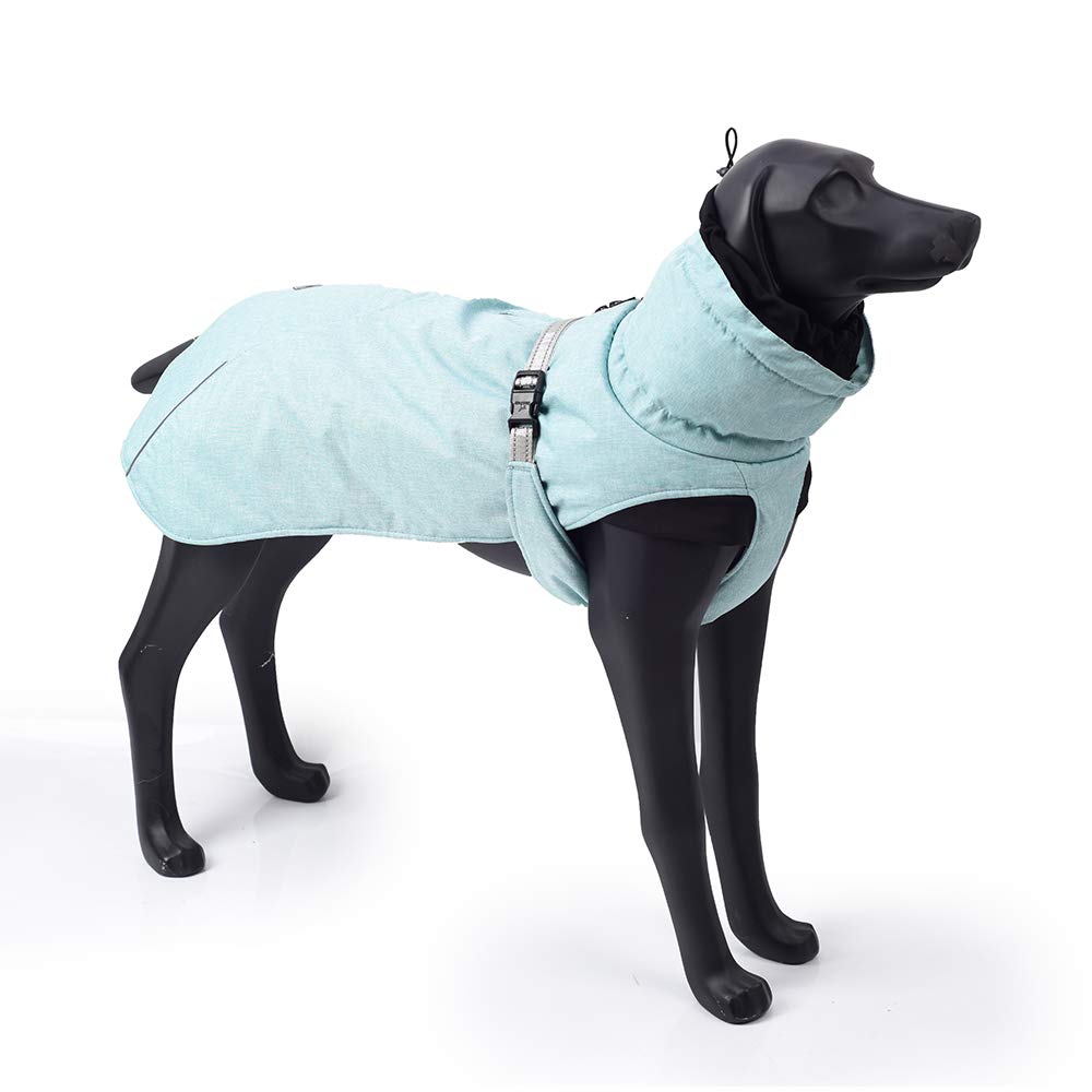 Waterproof Dog Winter Jacket - Warm Polyester Filling Coat for Large Dogs (Blue, Size 2XL) - Ideal for Cold Weather Walks & Outdoor Adventures