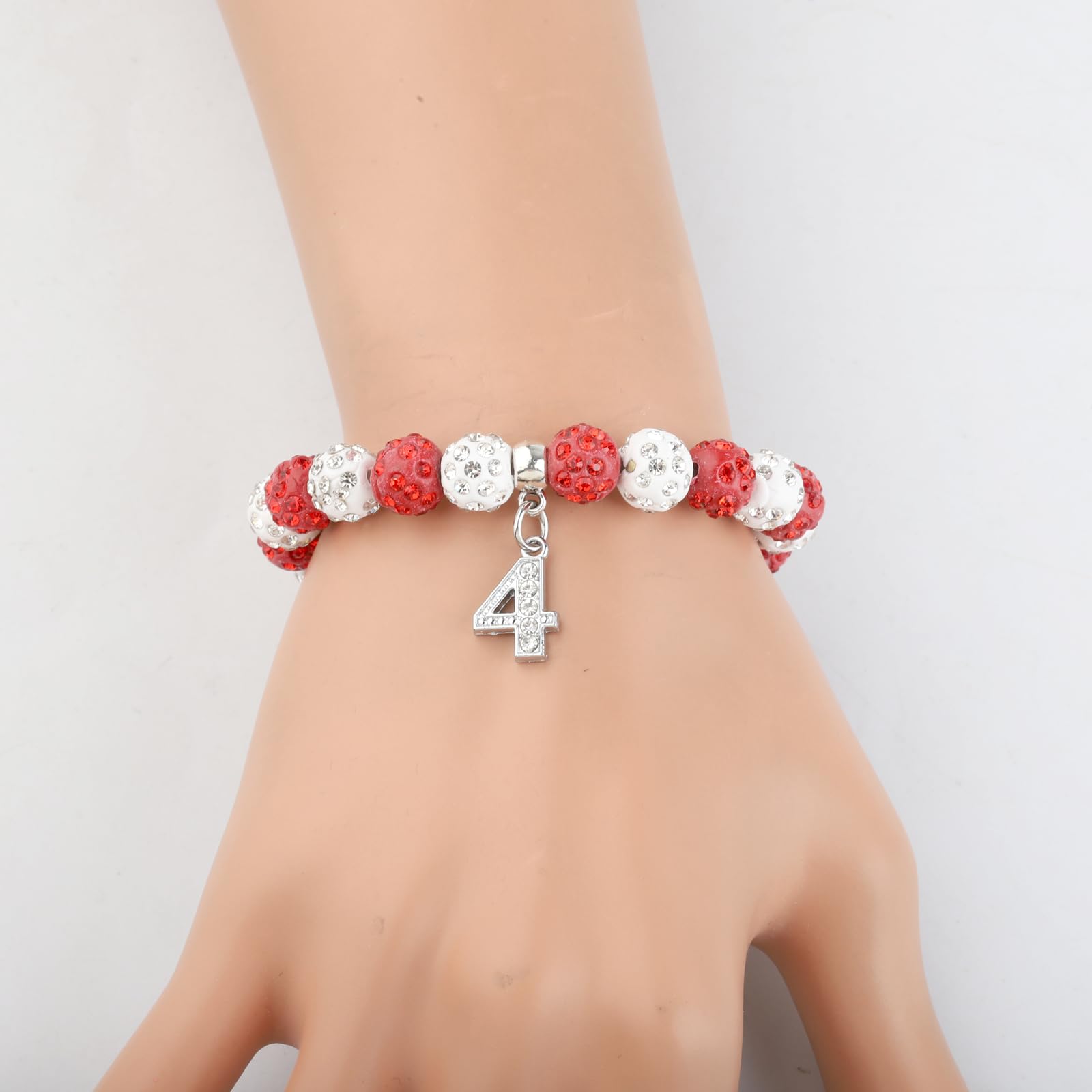 Red Sorority Beaded Bracelet with Rhinestone Numbers - Graduation Gift for Women - Perfect for Sorority Sisters, College Graduation Parties & Greek Life Events