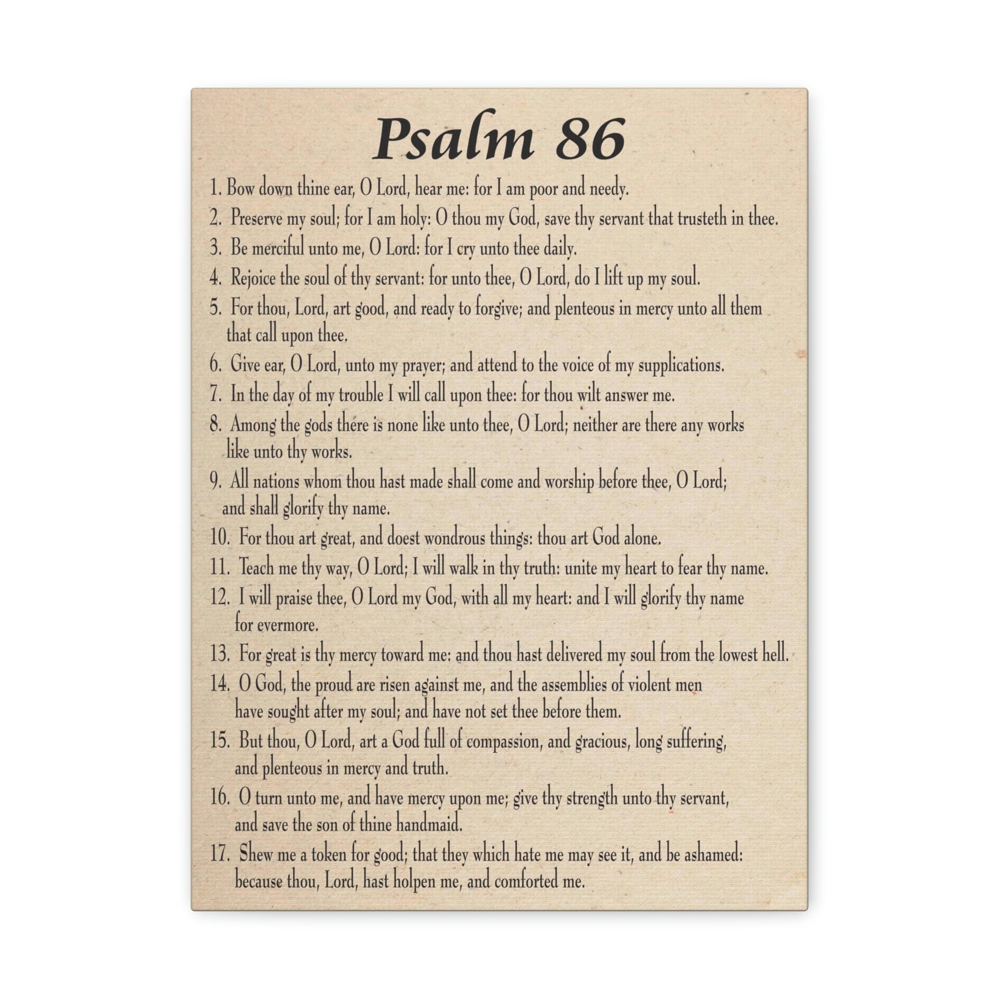 Bible Art Canvas - Psalm 86 Prayer for Difficult Times, Christian Wall Decor, Inspirational Scripture Gift for Home, Church & Office - Express Your Love with Faith-Based Gifts