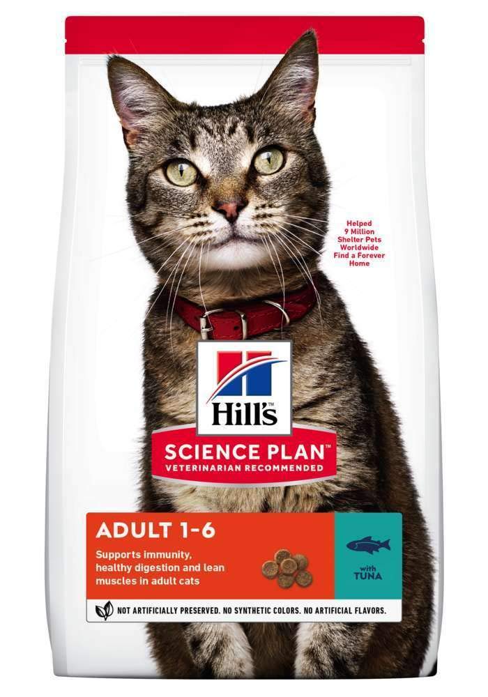 Hill's Science Diet Adult Dry Cat Food with Tuna - 1.5kg Bag for Indoor Cats (1-6 Years) | High Protein Nutrition for Healthy Weight & Shiny Coat | Perfect for Daily Feeding & Mealtime Enrichment