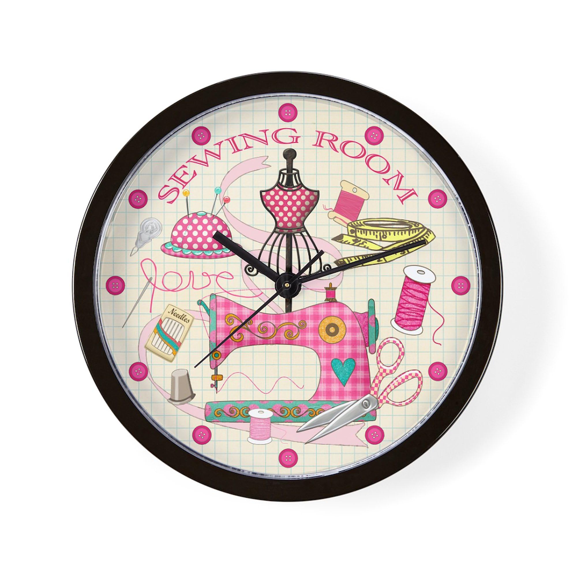 Sewing Room Wall Clock - 10 Inch Decorative Clock for Home, Kitchen, Office - Perfect for Craft Rooms, Sewing Studios & Workspaces