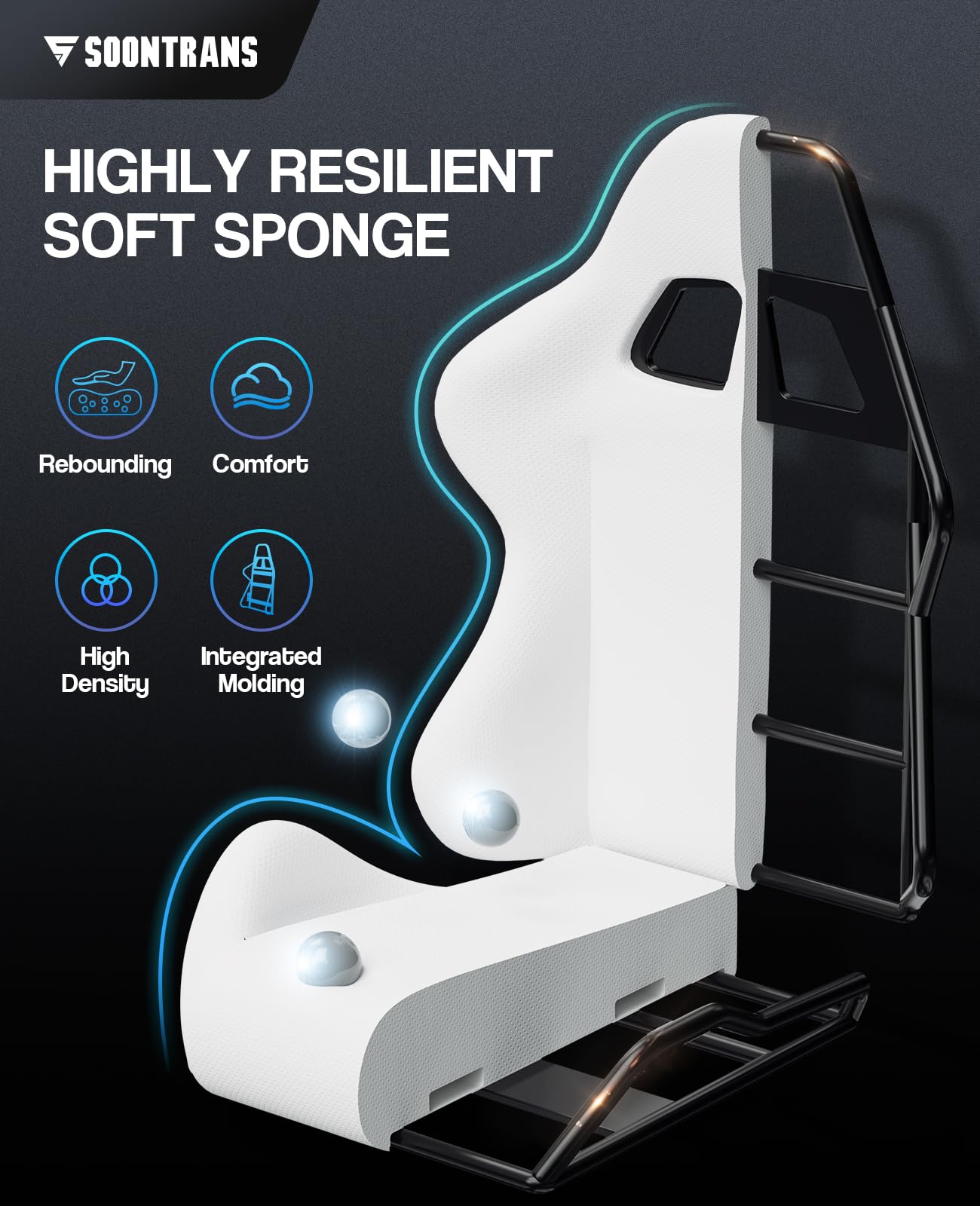 Soontrans Black Gaming Chair with Footrest - Ergonomic Computer Office Chair with Adjustable Headrest & Lumbar Support for PC Gamers - Perfect for Home Gaming Setup & Workstation (Dark Black)
