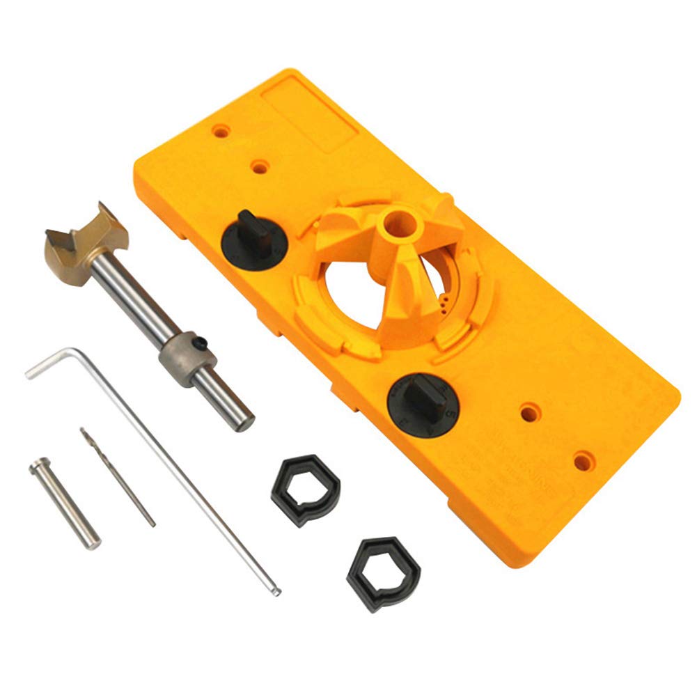 Meshin 35mm Hinge Drilling Jig Set - Premium Woodworking Tool for Cabinet Door Holes | Accurate Hinge Hole Punch Locator & Drill Bit Kit | Perfect for Kitchen Cabinets, Wardrobes & DIY Furniture Projects