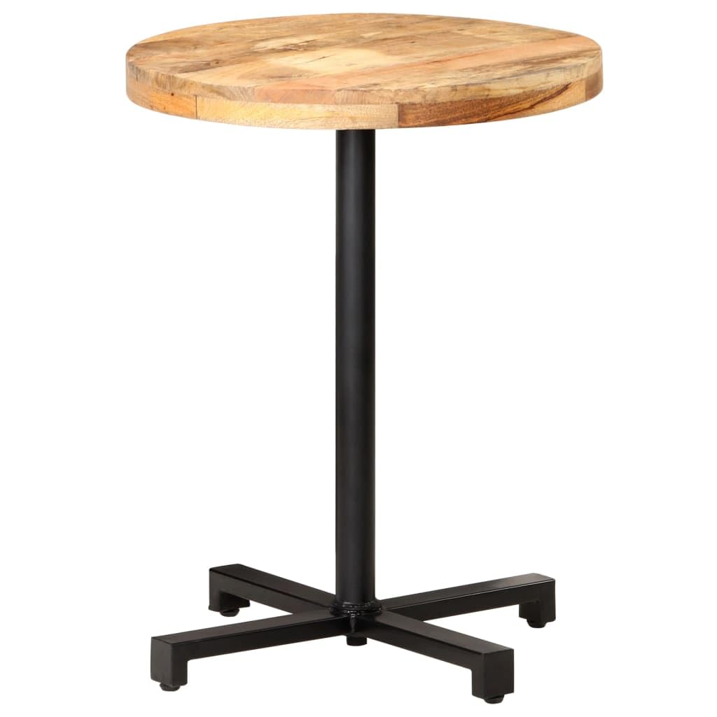 vidaXL Rough Mango Wood Bistro Table - Round Dining Table with Heavy-Duty Iron Base, Brown Finish for Indoor & Outdoor Use | Perfect for Patio, Garden, Cafe & Restaurant Settings | Assembly Required